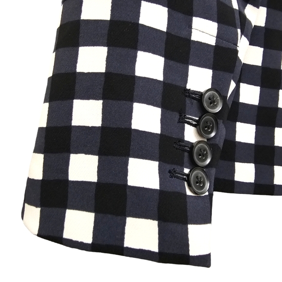 Nwot Banana Republic Dark Navy Black/White Gingham Collared Blazer - Picture 13 of 17
